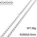 Polished silver stainless steel chain necklace 600x4.5mm with durable lobster clasp - Silver 600mm x 4.5mm