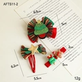 Set di fermagli per capelli natalizi con omino di pan di zenzero e alberi - Stile B Fiocco a Quadri Omino di Pan di Zenzero Set di 3 / 3 pezzi/cartoncino