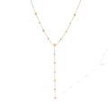 Detailed view of the 18K gold plated Y-shaped necklace with zircon heart and round discs - Round Sequin Style