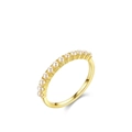 Anello minimalista in argento 925 con undici piccole perle e finitura dorata - Taglia US 5 / Oro