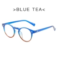 Retro round glasses frame featuring a translucent blue tea to amber brown gradient finish - Gradient Blue Brown