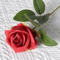 Artificial velvet red rose flower with green stem for Valentine wedding decoration - Large Red (Silk Version)
