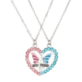 Collares Best Friend con corazón roto, mariposas rosa y azul y cristales - Estilo Diamantes de Imitación Mariposa Rosa Azul (8131) / Blanco K/Plata