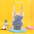 Blue bear-shaped towel gift set in a transparent bag with handle on yellow backdrop - 30x30cm (No Packaging) / Gray Blue