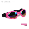 Foldable pink dog sunglasses with adjustable elastic strap and colorful polarized lenses - One Size / Pink