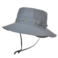Sombrero de sol gris de ala ancha con malla transpirable y barbijo ajustable - gris oscuro