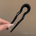 Minimalistische zwarte gegolfde U-vormige acryl haarpeld, lengte van ca. 13 cm - Ongeveer 13cm / Zwart