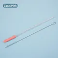 Reusable 0.8cm Tritan straw set with cleaning brush and coral pink silicone tip - Coral Pink