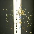 Golden metal lotus suncatcher with faceted crystal beads and prism for home garden decor - Gold Lotus