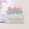 Pink and blue gradient Happy Birthday candles with gold sequins in a gift box packaging - Galaxy Gradient Pink Blue Happy Birthday
