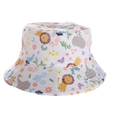 Dettaglio del tessuto in cotone traspirante con stampe di leoni ed elefanti colorati - 52cm (2-6 Anni) / Leone-Bianco