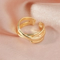 Minimalist multi-layer gold wrap ring with an adjustable open design on pink silk cloth - JZ653 Retro Knot / Gold