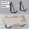Pair of black matte metal keyboard hooks for pegboard storage system with safety lip - Keyboard Stand - Black