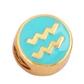 Sky blue Aquarius zodiac charm bead with gold plating for DIY jewelry making - Zodiac-Aquarius