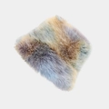 Fuzzy faux fur bucket hat featuring a retro colorful mixed dye pattern in plush fabric - M (56-58cm) / Rainbow 3