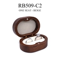Portable wooden single-slot ring box with beige lining and dark brown wood grain - Solid Wood Lid Single Slot Beige (RB509-C2)