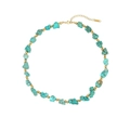 Bohemian natural turquoise beaded necklace with gold metal accents and adjustable chain - Irregular Stone Necklace
