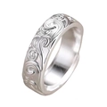 Relief auspicious cloud pattern 925 silver ring with a polished inner band for men - Silver