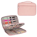 Pink fabric watch strap organizer with 15/35 slots and secure zipper closure - Pink Double Layer Zipper Bag