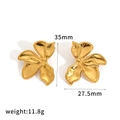 18k gold-plated stainless steel large flower stud earrings, 35mm x 27.5mm, 11.8g - Small Flower Stud Earrings (TE60700-S) / 35mm x 27.5mm