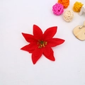 Artificial red poinsettia flower with velvet texture and yellow stamen for Christmas decor - Small Christmas Flower (12cm)