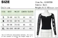 Tabla de tallas para top corto ajustado de encaje con manga larga para mujer - S / Negro