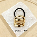 Gold punk geometric hair clip with black elastic band, 4x4cm multi-layer curved design - 1066-1 Gold