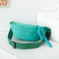 Kids neon green nylon crossbody chest bag with adjustable strap and braided zipper puller - Green