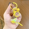 Cute yellow lollipop keychain with liquid sand and colorful beads for bags - Yellow Lollipop Milk Bean