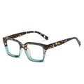 Square tortoise and translucent blue anti-blue light eyeglass frames for women - Tortoise Top Green Bottom