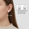Elegantes pendientes de perlas naturales de agua dulce blancas de 8mm con brillo espejo - 8mm / Blanco perla
