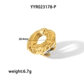 Artistieke 18K vergulde holle ovale ring met hamerslagtextuur en gepolijst oppervlak - Gouden Lavatextuur Open Ring (YYR023178-G)