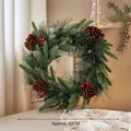 Christmas wreath with 42cm diameter featuring pine needles, cones and red berries - Christmas Wreath F - Classic Red Berries & Pinecones