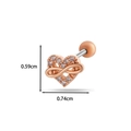 Clou d'oreille cœur et infini or rose avec cristaux, dimensions 0,59 cm par 0,74 cm - Style Cœur Infini (5# Or Rose)