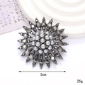 Vintage gunmetal sunflower brooch with pearls and grey zircons, 5cm diameter size - Flower Plate (Gun Black)