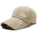 Khaki Outdoor Baseball Cap mit langem Schirm und weißem Sport Style Aufdruck - Verstellbar / Beige