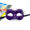 Men's purple Zorro masquerade half face mask with black silk ties for Halloween parties - Purple