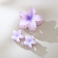 Purple gradient frangipani hair claw clip set made of translucent acrylic material - Three-Piece Set / #2 Violet / Bulk Packaging