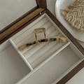 Detailed view of large gold metal leopard print hair claw clip in a velvet jewelry box - 11CM Alloy Barrette