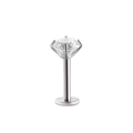Piercing in titanio con zircone lucido e incastonatura a sei griffe base piatta - Zirconia da 4mm / Argento Zirconia Trasparente