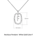Letter F necklace pendant with multi-color zircon inlay in silver-plated finish - White Gold F