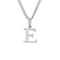 Collar de acero inoxidable plateado pulido con colgante minimalista de la letra E - Letra E (Plateado)