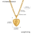 Dettaglio del pendente a cuore con incisione girasole e dimensioni tecniche - Collana Cuore Oro