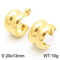 Poliierte 18K vergoldete C-förmige Ohrringe, Maße 20x13 mm, klobiges Creolen-Design - Gold Glatter Stil (KE114932-K)