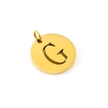 Polished gold stainless steel round pendant with hollow out letter G initial - Letter G (G-Pendant)