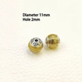 Perles bicolores en argent tibétain 11mm avec motif grec et trou de 2mm - Perle Ronde Motif Grec Ombre Dorée (N° 9) / Dia 11mm/Trou 2mm / Bicolore Or et Argent