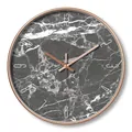 12-inch silent wall clock with rose gold frame and dark gray marble texture dial - 014M Dark Grey Marble-Rose Gold Frame