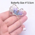 Purple gradient butterfly brooch with crystals and pearl pendant, size 4x3.5cm - Style 86/Blue Purple Gradient Pearl