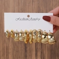 Gold 5-Pair Set Hammered Style (E0810-2)
