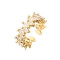 Lussuoso earcuff dorato a forma di U con zirconi trasparenti con taglio marquise - Aperto Regolabile / Oro Zirconia Chiara (12921)